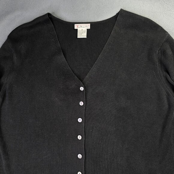Talbots Sweater Women M Black Cardigan Tunic Button Minimalist Academia Vintage - Picture 5 of 10